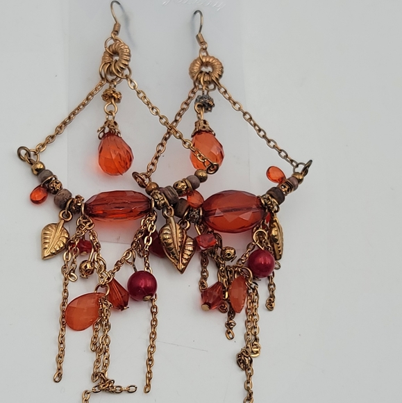 Fashionable sun kissed rhinestone dangling earrings - Picture 3 of 3